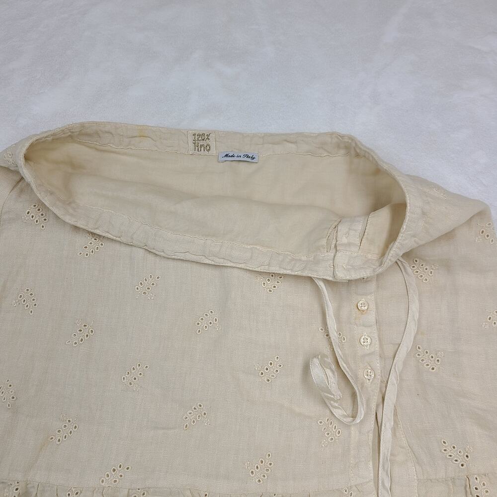 Vintage Eyelet Cotton Skirt Italy 42 Cream Lace Cottagecore Romantic Boho - Picture 5 of 16